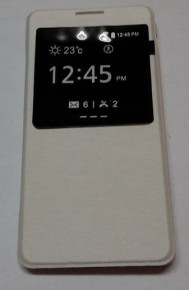 Кожен калъф FLIP COVER S-View за Samsung Galaxy Alpha G850 бял
